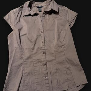 H-m Women's Brown and Grey Shirt